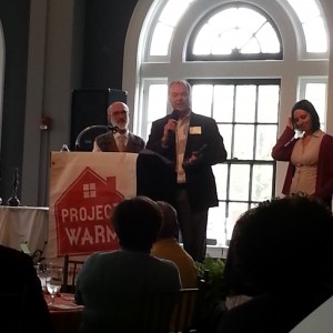 Don Hayden accepting the Project Warm - Green Spark Award for Business Leadership (with Frank Schwartz, Executive Director of Project Warm, and Erica Peterson, Environment Reporter, WFPL)